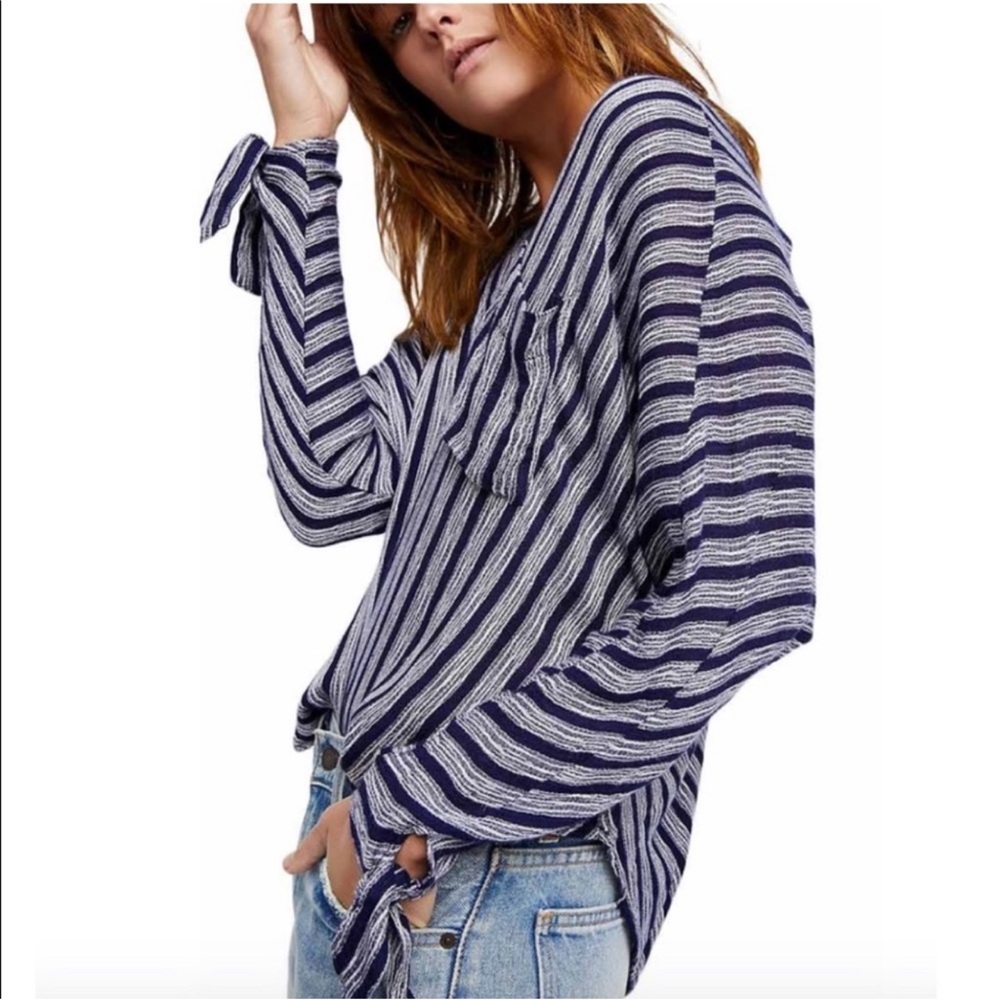 Free People Morning Stripe Dolman Tie Sleeve Top 🌼